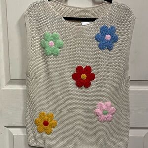 Floral knit Sleeveless Sweater